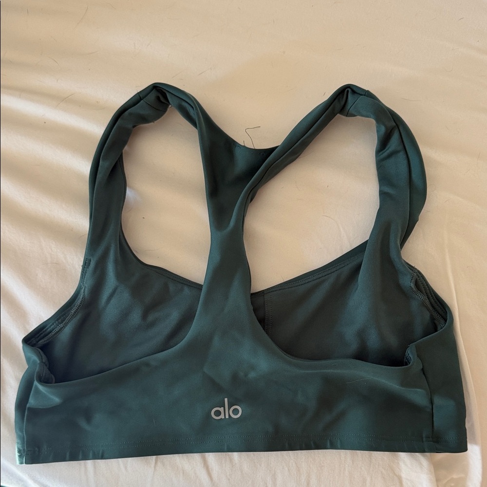 ALO Yoga Teal Racerback Sports Bra - Picture 2 of 2